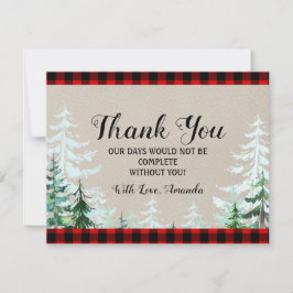 Lumberjack Red Kariert Baby Dusche Danke Karte