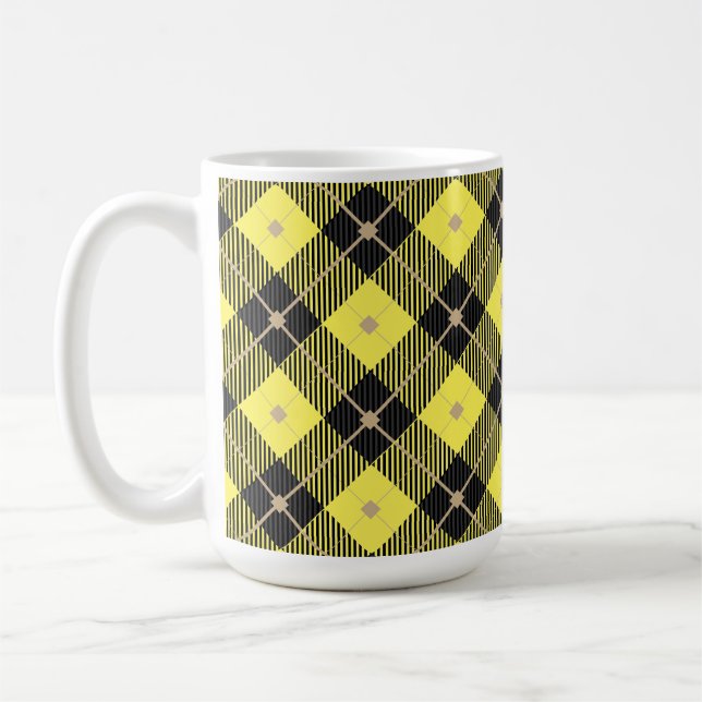 Lumberjack Schwarz Gelb Kariertes Muster Kaffeetasse (Links)