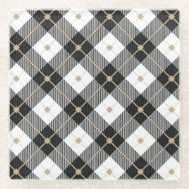 Lumberjack Schwarz-weißes Kariertes Muster Glasuntersetzer