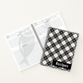 Lumberjack Schwarz-weißes Kariertes Muster Rezept Notizbuch