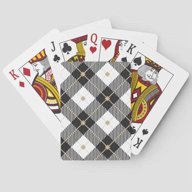 Lumberjack Schwarz-weißes Kariertes Muster Spielkarten (Rückseite)