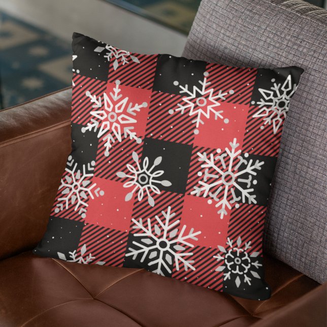 Lumberjack Snowflake Woodsman Tartan Kariert Kissen (Von Creator hochgeladen)