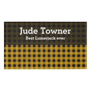 Lumberjack Style - gelber Stoff + Ihre Ideen Namenschild