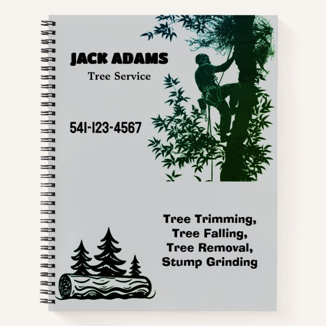 Lumberjack Tree Service Business Card Notizbuch (Vorderseite)