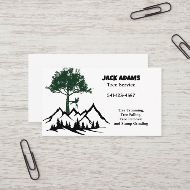Lumberjack Tree Service Business Card Visitenkarte (Vorderseite/Rückseite Beispiel)