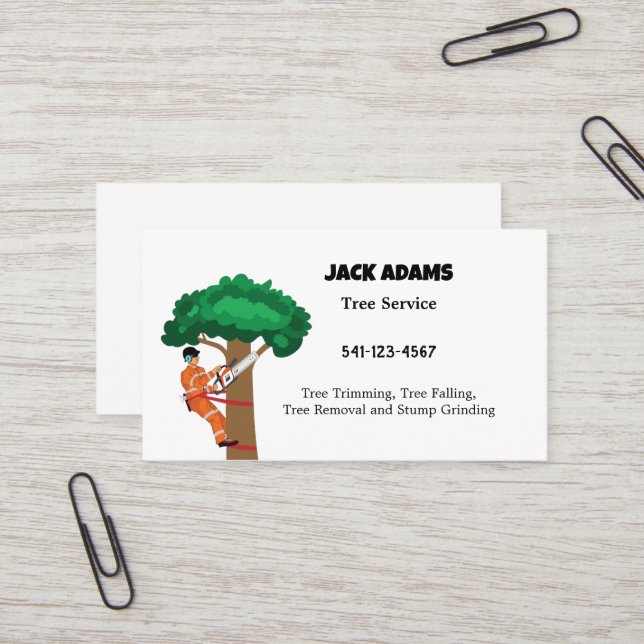 Lumberjack Tree Service Business Card Visitenkarte (Vorderseite/Rückseite Beispiel)