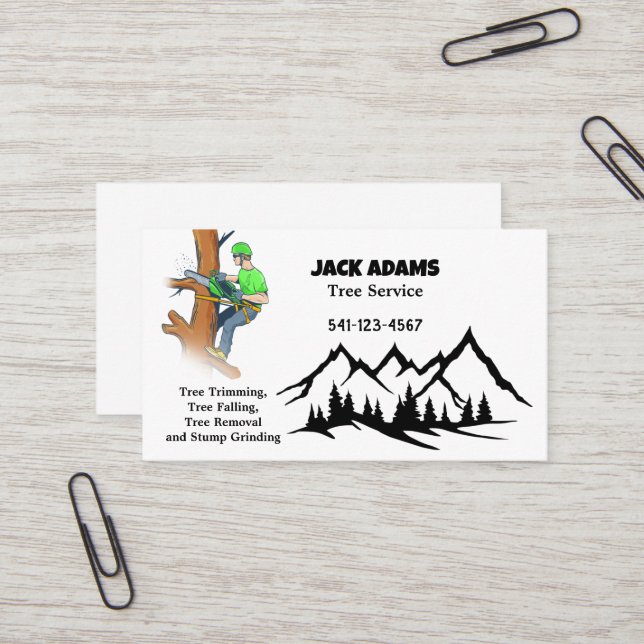 Lumberjack Tree Service Business Card Visitenkarte (Vorderseite/Rückseite Beispiel)