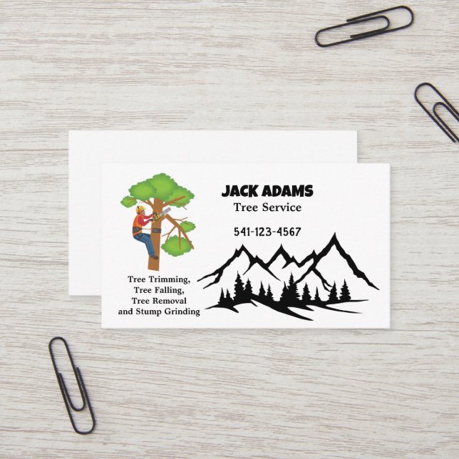 Lumberjack Tree Service Business Card Visitenkarte (Vorderseite/Rückseite Beispiel)