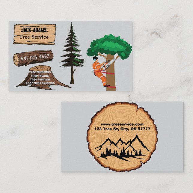 Lumberjack Tree Service Business Card Visitenkarte (Vorne/Hinten)