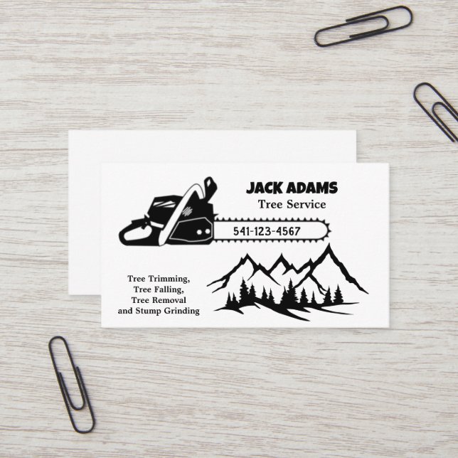 Lumberjack Tree Service Business Card Visitenkarte (Vorderseite/Rückseite Beispiel)