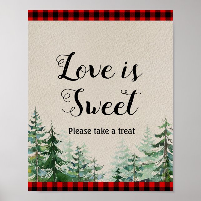 Lumberjack Wasserfarbe Liebe ist Sweet Sign Poster (Vorne)