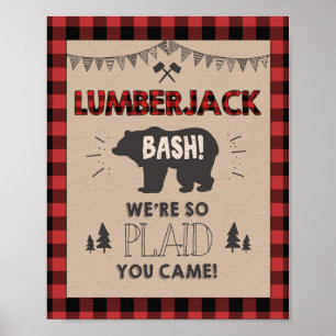 Lumberjack Welcome Sign Table sign Plaid bear Poster