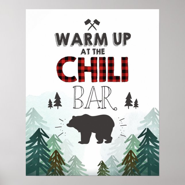 Lumberjack Wild One Forest Trees Chili Bar Zeichen Poster (Vorne)