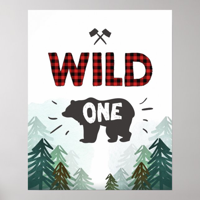 Lumberjack Wild One Forest Trees Wild One Sign Poster (Vorne)