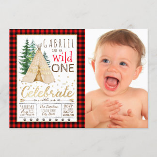 Lumberjack Wild One Tribal TeePee Erster Geburtsta Einladung