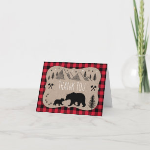 Lumberjack Wilderness Bear Baby Dusche Vielen Dank Dankeskarte