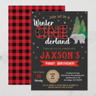 Lumberjack Winter Onederland Einladung zum Geburts