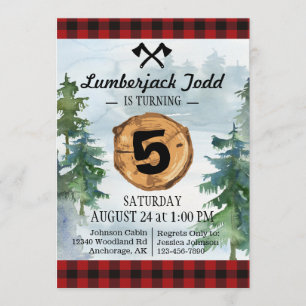 Lumberjack Wood Stump Forest Wilderness Geburtstag Einladung