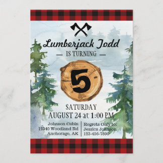 Lumberjack Wood Stump Forest Wilderness Geburtstag Einladung