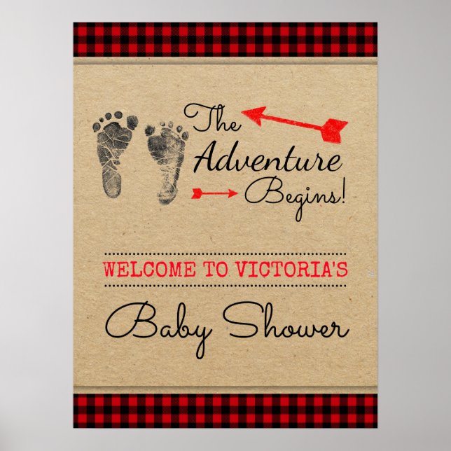 Lumberjack Woodland Adventure Baby Duschzeichen Poster (Vorne)