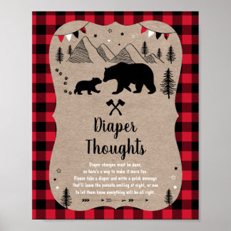 Lumberjack Woodland Bären Windeln Gedanken Poster