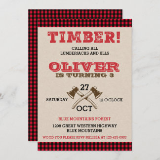 Lumberjack zum Geburtstag Einladung