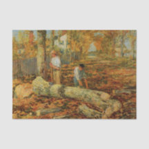 Lumberjacks Cutting Wood (von Childe Hassam)