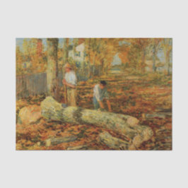 Lumberjacks Cutting Wood (von Childe Hassam) Seidenpapier
