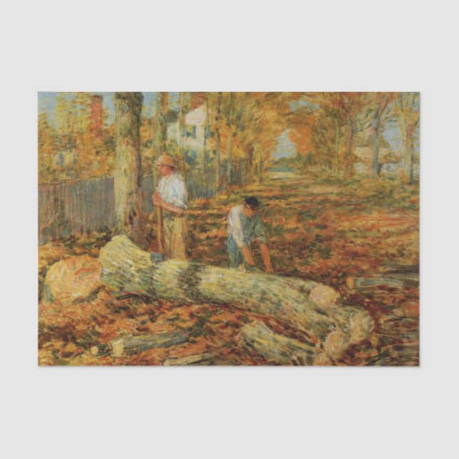 Lumberjacks Cutting Wood (von Childe Hassam) Seidenpapier (Vorderseite)