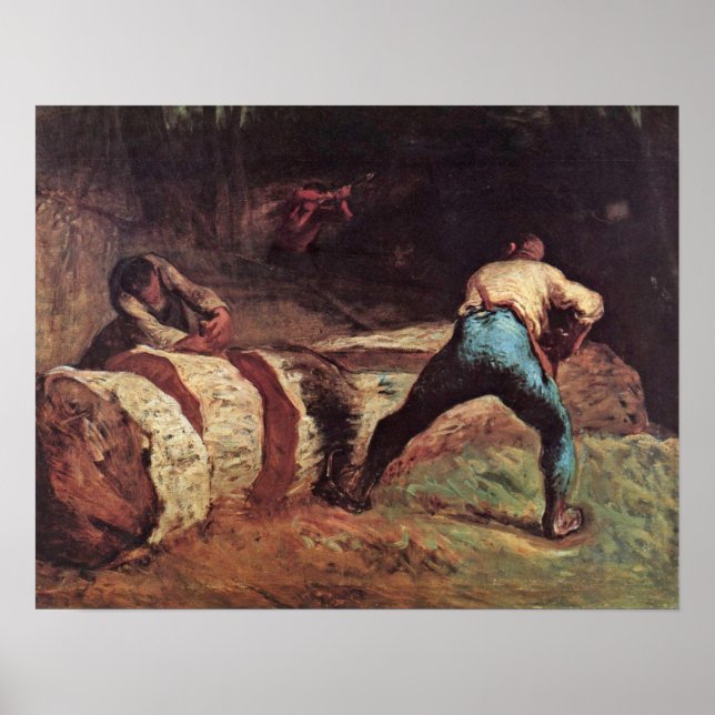 Lumberjacks sägen Holz von Jean-Francois Millet Poster (Vorne)