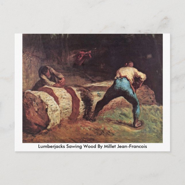 Lumberjacks Sawing Wood by Millet Jean-Francois Postkarte (Vorderseite)