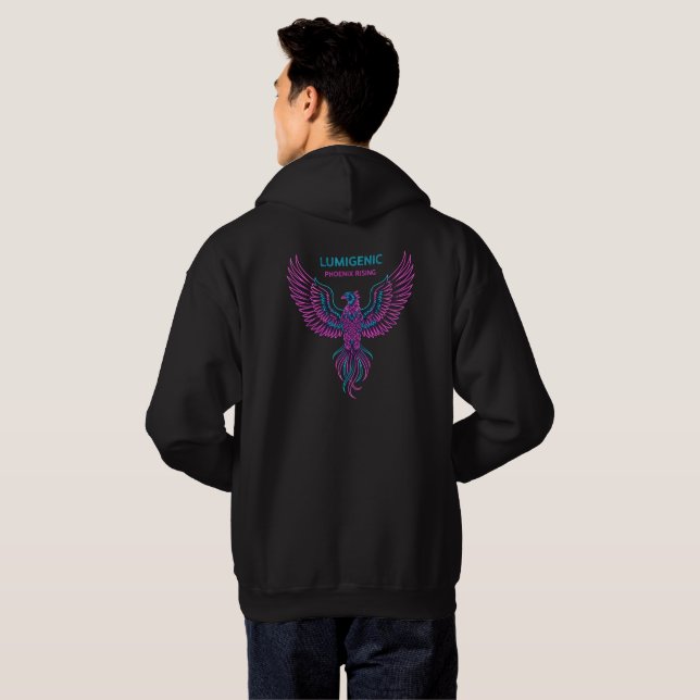 "LUMIGENIC Phoenix Rising Neon Design" Hoodie (Schwarz voll)