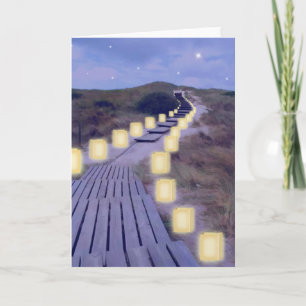 Luminarias auf dem Strandweg Feiertagskarte