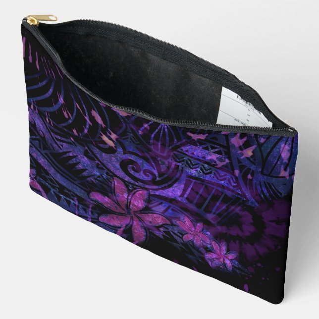 Luminescent Purple Tribal Plumeria Cosmetic Bag –  Zubehörtasche (Offen)