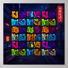 Lumineske Pop-Art-Grafitti-Wanddekoration Poster