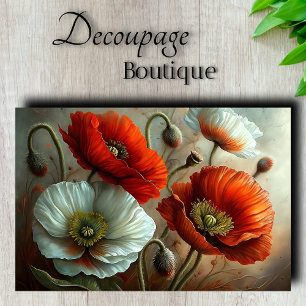 Lumineszente Mohnblumen Dekupage Seidenpapier