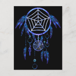 Lumineszenter blauer Stammes-Traumfänger Postkarte