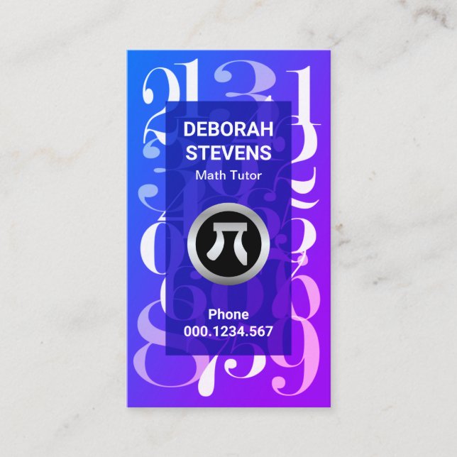 Lumineszenz Blue Mathematical Numbers Math Tutor Visitenkarte (Vorderseite)