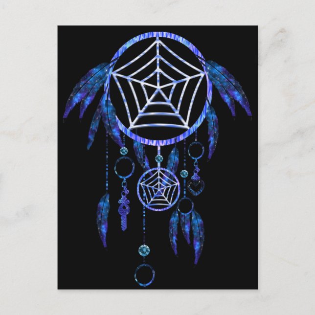 Lumineszenz Blue Tribal Dreamcatcher Postkarte (Vorderseite)