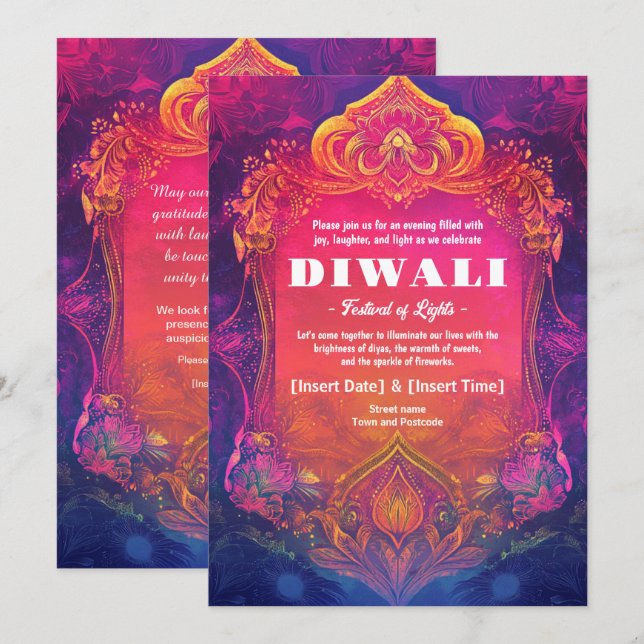 Lumineszenz Lotus Einladung (Vorne/Hinten)