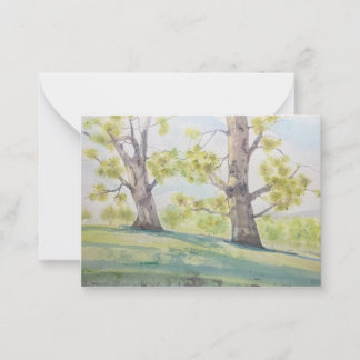 Lumineszierende Aquarellbäume Mitteilungskarte