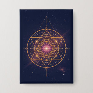 Lumineszierendes Mandala der goldenen Harmonie Button