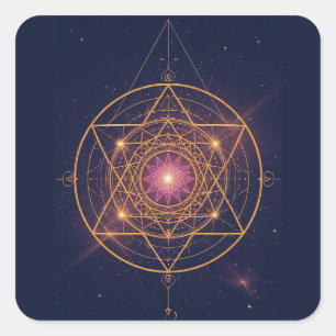 Lumineszierendes Mandala der goldenen Harmonie Quadratischer Aufkleber