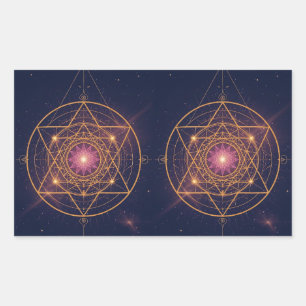 Lumineszierendes Mandala der goldenen Harmonie Rechteckiger Aufkleber
