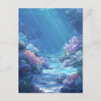Lumineszierendes tropisches Unterwasser-Korallenri Postkarte
