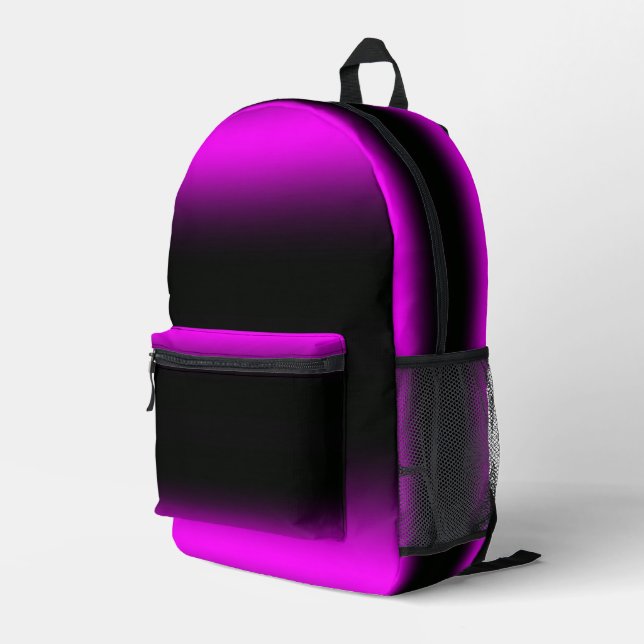 Luminös Lila und schwarz Ombre Bedruckter Rucksack (Rückseitige Ecke Rechts)
