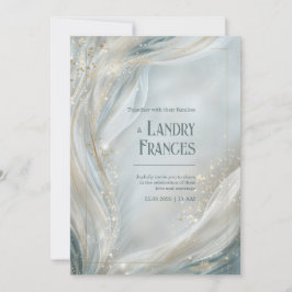Luminöse Goldlinien Fluid-Marmor-Hochzeit Einladung