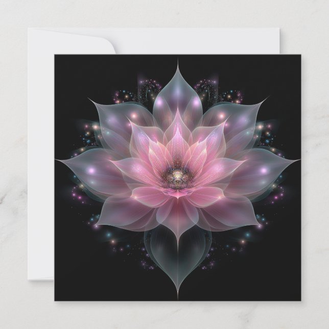 Luminöse Lotus-Blume - Hellrosa Schwarze Blüte Einladung (Vorderseite)