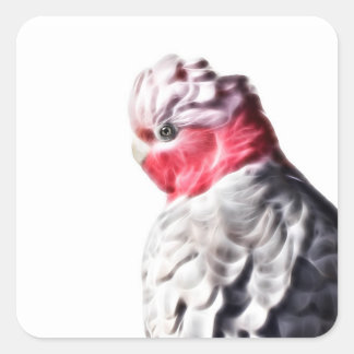 Luminöse Parrot Art Rose gebratene Cocktailkarte Quadratischer Aufkleber