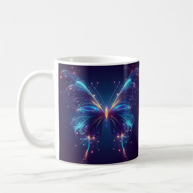 Luminöse Schmetterlingsmagie Coffee Tasse (Links)